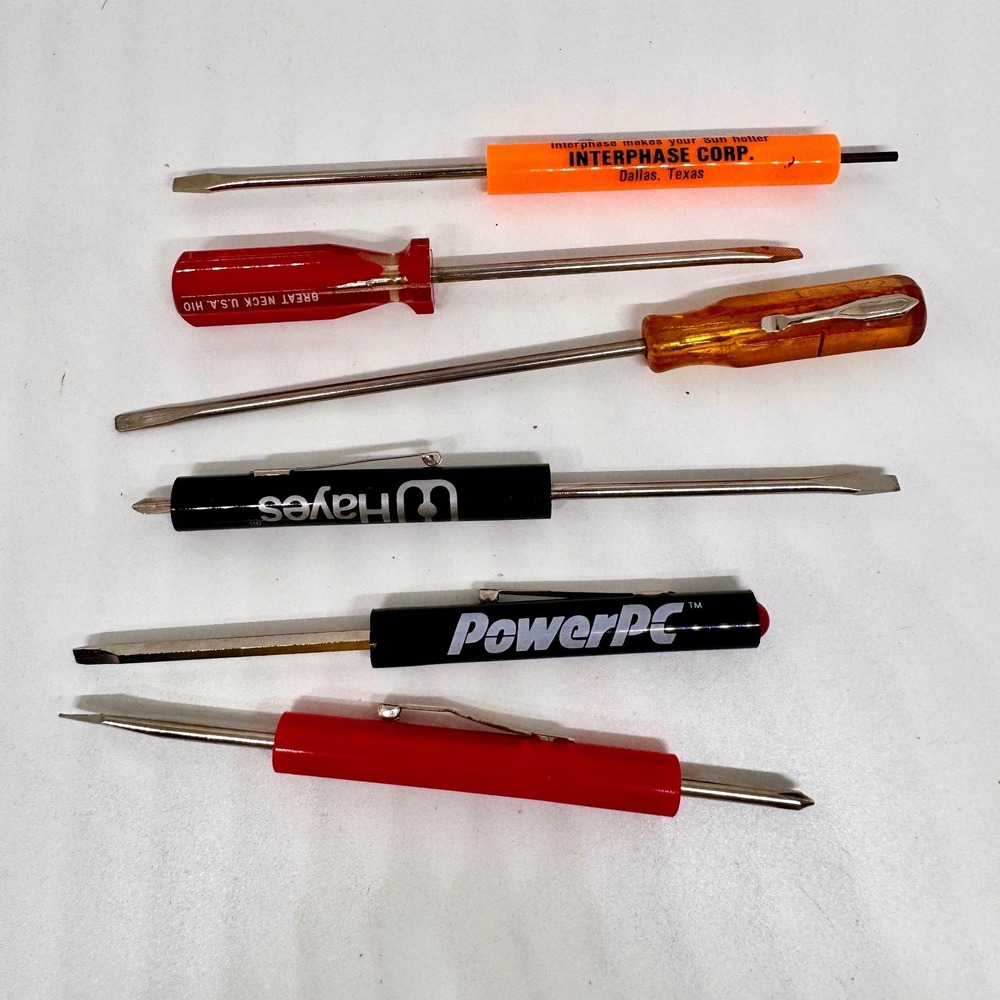 Vintage PowerPC Hayes Interphase Corp Tech Advertising Screwdriver Lot 6pc